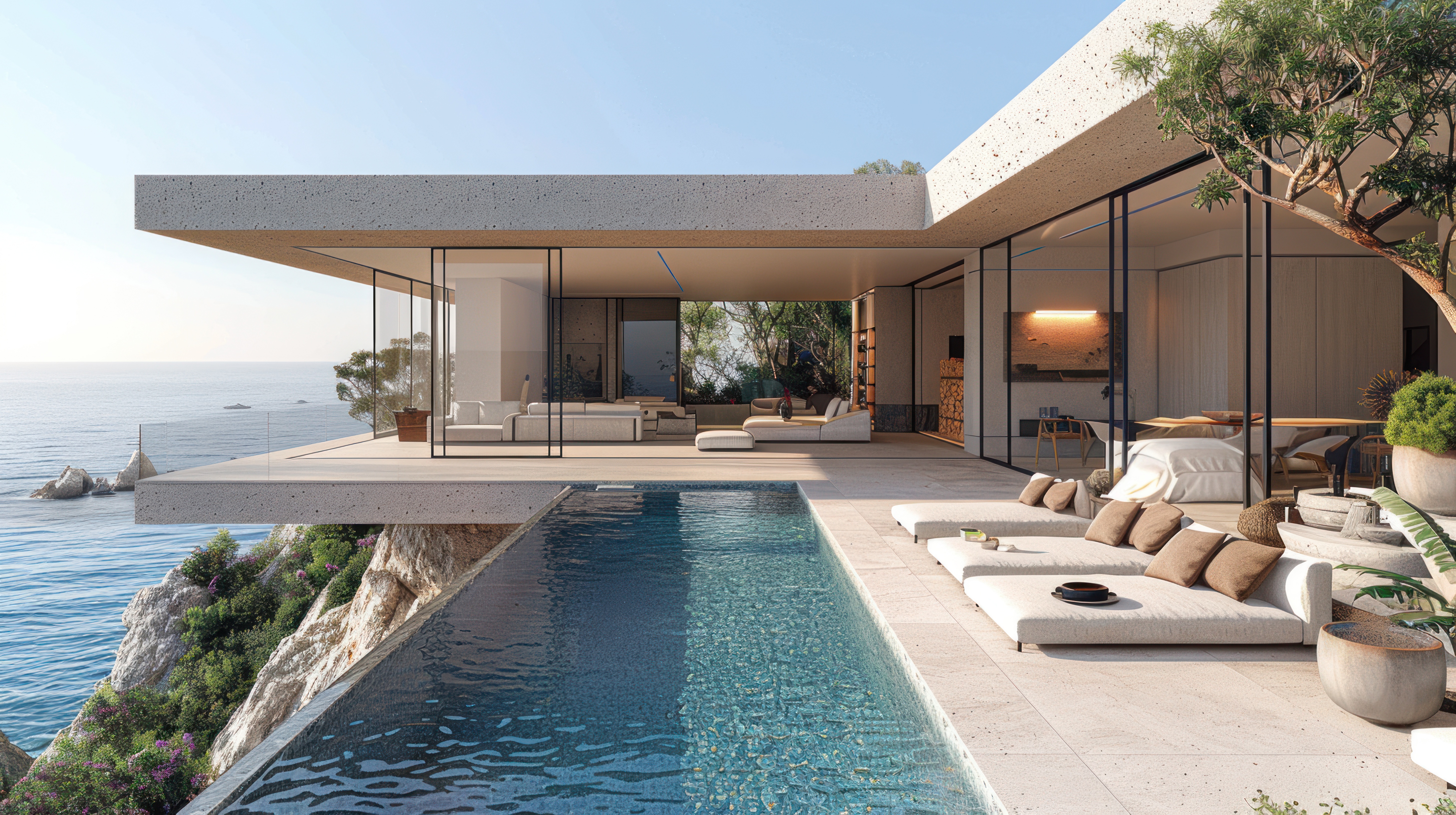 Villa d'exception en bord de mer avec piscine à débordement